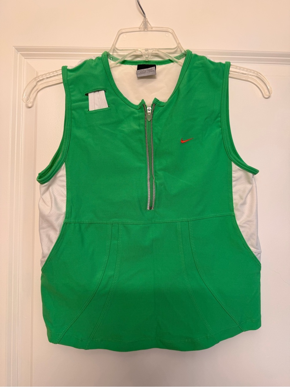 Nike Women’s Bright Green Sleeveless Zip with Attached White Sports Bra